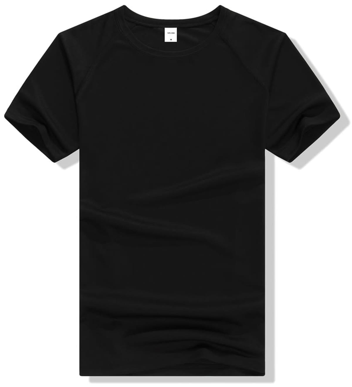 Energetic Tee in black boasts short sleeves and a round neckline, complemented by a crisp white background.