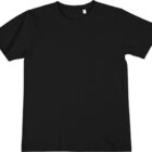 The Emblem Tee features a plain black design with short sleeves and a crew neckline, set against a white background.
