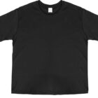 A wardrobe essential, the Core Junior Tee stands out in plain black with short sleeves, elegantly set against a white background.