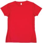 The Supreme Lady Tee is a plain red T-shirt with short sleeves and a simple round neckline, presented against a white background and remaining elegantly unadorned.