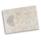 A wooden puzzle board featuring various animal outlines, including a bat, two penguins, and a snail. Each piece is numbered and shows laser-cut outlines for easy assembly.