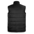 Black puffer vest shown from the back, with a quilted pattern and high collar.