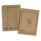 Image of a koala wooden model kit from Brandcraft. The packaging illustrates assembly instructions on one side and an outline drawing of the finished koala model on the other side. The instructions are divided into six steps.