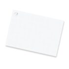 A rectangular sheet of small, circular, white adhesive labels with one label partially peeled off in the top left corner. The sheet is set against a plain white background.