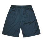 A pair of plain dark green athletic shorts with an elastic waistband, displayed on a white background.