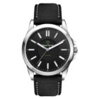 A silver wristwatch with a black dial and white hour markers. The brand name BossoTerra is displayed on the dial above a small green circle and Solar Power text. The watch has a black fabric strap.