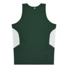 Green sleeveless tank top with white side panels, shown from the back against a white background.