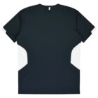 A dark green sports jersey with white accents on the sides, shown from the back. The fabric appears smooth and lightweight, suitable for athletic activities.