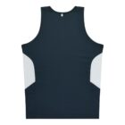 A sleeveless dark green athletic tank top with white side panels, shown from the back against a white background.