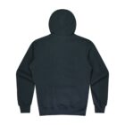 A dark green hooded sweatshirt is shown from the back. It features a plain design with a drawstring hood, long sleeves, and a ribbed hem and cuffs. The fabric appears soft and comfortable.