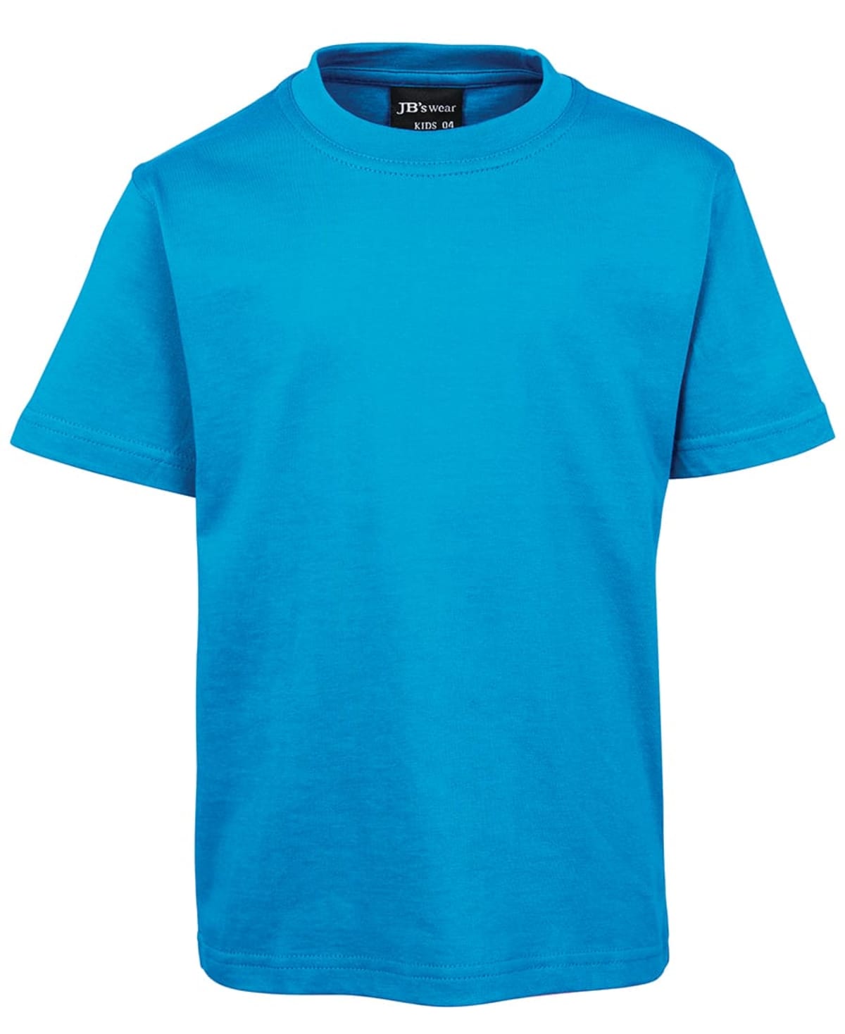 A plain blue childrens T-shirt on a white background.