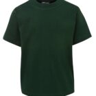 A plain dark green t-shirt against a white background. The shirt has short sleeves and a round neckline.