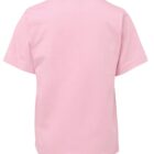 A plain, light pink short-sleeve t-shirt is displayed with a view of the back. The shirt has a simple design with no visible logos or patterns.