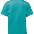 A plain turquoise T-shirt viewed from the back. The shirt has short sleeves and a simple round neck design. The fabric appears smooth and lightweight, suitable for casual wear.