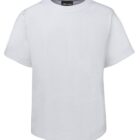 A plain white short-sleeve T-shirt with a round neck, displayed on a white background.