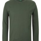 A plain dark green long-sleeve t-shirt displayed on a white background.