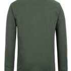 A long-sleeved, forest green shirt shown from the back. The shirt has a simple design with no visible logos or patterns and features a straight hem and a crew neckline.