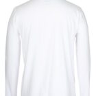 A plain white long-sleeve T-shirt shown from the back, with no visible designs or patterns. The T-shirt has a simple, classic cut and appears to be made of a lightweight fabric.