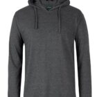 A plain gray hoodie with long sleeves and a drawstring hood, displayed against a white background.