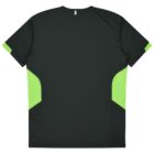 A green sports jersey shown from the back. The shirt features dark green as the primary color, with bright green panels on the sides and sleeves. The design is simple and modern.