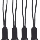 Four identical black zipper pulls with loops and textured grip ends, each featuring the letters AP.