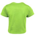 A bright green short-sleeve T-shirt shown from the back against a white background. The T-shirt has a simple design with a round neckline and straight hem.