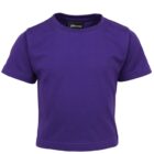 A plain purple short-sleeve t-shirt displayed against a white background.