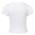 Back view of a plain white short-sleeved T-shirt against a white background. The T-shirt has a simple crew neck design and appears to be made of a soft fabric.