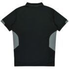 A black short-sleeve shirt with a collar. It features gray accents on the sides near the bottom and the edge of the sleeves. The back view is shown in the image.