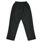 Dark green pants with an elastic waistband and straight legs, displayed against a white background.