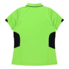 A bright green short-sleeved polo shirt with a collar. The shirt has black accent panels on the sides and subtle piping along the sleeves. The fabric appears smooth and breathable, suitable for casual or sportswear. Displayed on a plain white background.