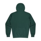 Dark green hoodie shown from the back, featuring a plain design with long sleeves, ribbed cuffs, and a hood. The hoodie is displayed against a plain white background.