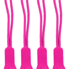 Four bright pink zipper pulls with looped cords and flat, oval-shaped grips, each embossed with the letters AR at the bottom. The pulls are arranged vertically side by side against a white background.