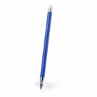 A blue mechanical pencil with a silver tip and a white eraser, shown against a plain white background.