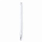 A white stylus pen with a sleek design, featuring a silver tip and an eraser end. It is positioned vertically against a plain white background.