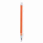 A red mechanical pencil with a silver clip and eraser on a white background.
