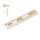 Multifunctional tool made from wheat straw featuring a ruler, pencil, pencil sharpener, eraser, and paper clips. The ruler has both centimeter and inch markings. The materials and components are shown separately on the top left.