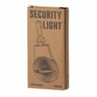 A cardboard box labeled Security Light featuring a sketch of a light with a clip. The item number is 20382, and the color indicated is red.