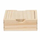 A small, rectangular wooden box with a removable lid, featuring a light natural finish and a circular notch for easy opening.