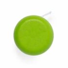 A bright green yo-yo against a white background, shown from the top view.