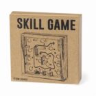 A cardboard box labeled Skill Game with a printed schematic of a small maze-like game is shown. The game appears to have numbered pegs and paths. Item number 20402 is noted on the box.
