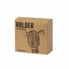 A brown cardboard box featuring a sketch of a bamboo holder. The text on the box reads Holder by Bamboo and Item 20425. The design suggests it contains a bamboo phone holder.