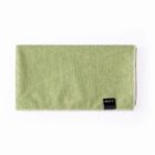 A folded olive green towel with a small black RPET tag on the corner, displayed against a plain white background.