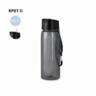 Transparent black water bottle with a black lid, straw, and 800 ml capacity label.