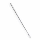 A long, metallic silver pool leaf skimmer pole with a rectangular attachment at the end. The pole is segmented and appears lightweight, suitable for extending reach in cleaning swimming pools.