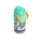 A colorful water bottle with a teal lid and yellow handle features whimsical cartoon characters, including a smiling cactus and sheep. The words Special Edition are printed on the side against a white background.