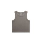 A sleeveless gray tank top is displayed against a plain white background. The top has a simple round neckline and a casual, cropped cut.
