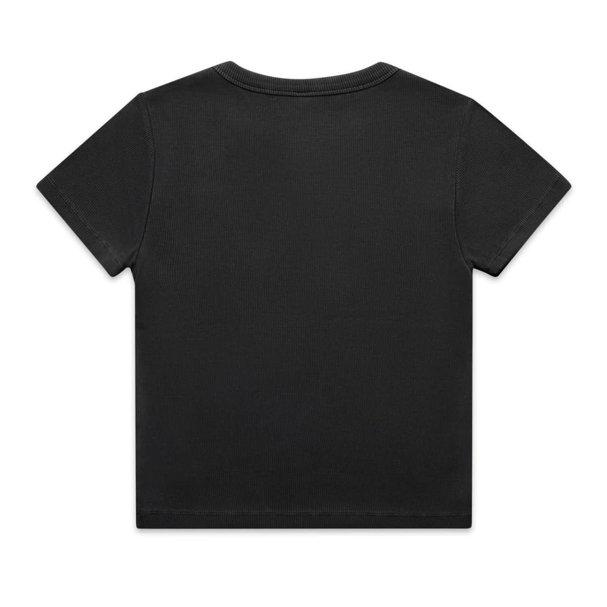 A black short-sleeve t-shirt shown from the back, placed against a white background. The shirt has a simple crew neck design without any visible logos or decorations.