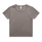 A simple gray t-shirt lies flat against a white background. The shirt features a round neckline and short sleeves, made from a comfortable, lightweight fabric.