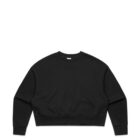 Plain black long-sleeve crewneck sweatshirt laid flat on a white background.